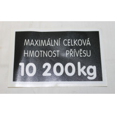Zetor Trailer weight plate - Maximum trailer weight label - 10200 kg 59116683 Parts » Agrapoint 